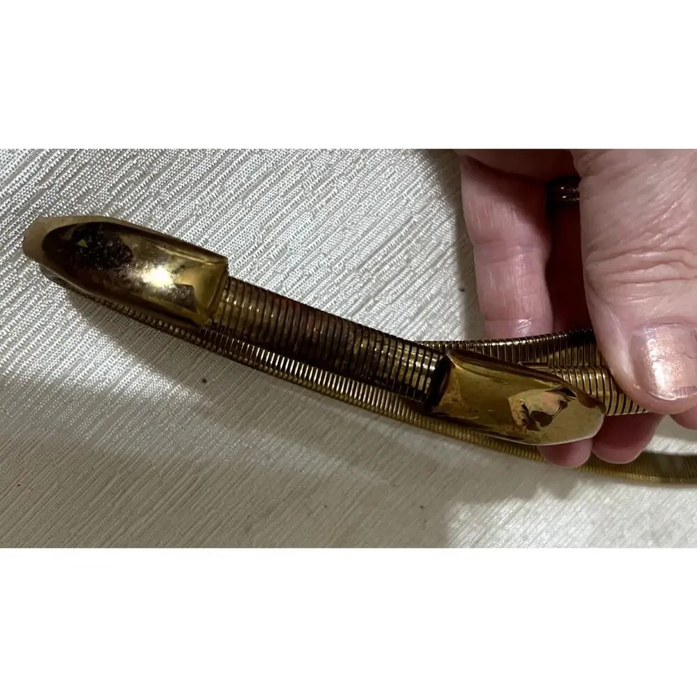 Vintage 70s Skinny Gold Metal Belt Chain slinky snake stretchy womens S 28
